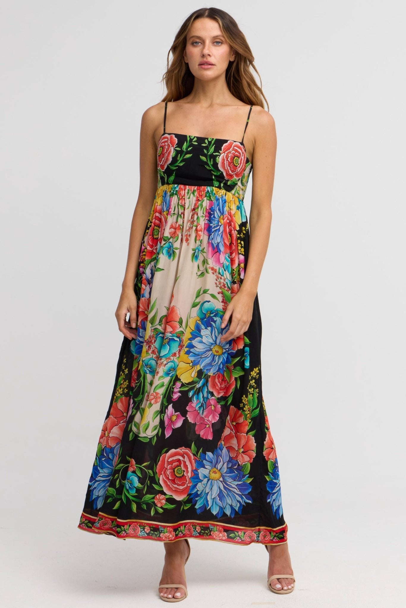 Spanish Flowers S - S Midi Dress - Czarina