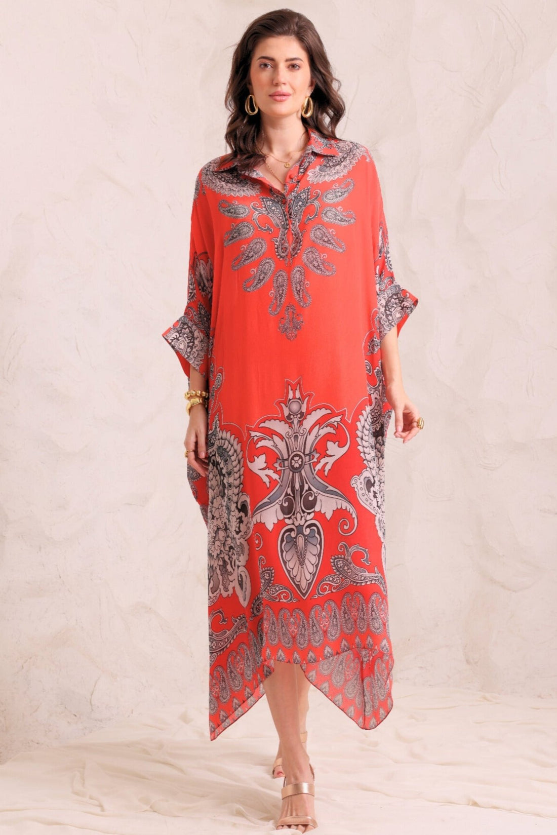 Spicy Margarita Midi Collar Kaftan - Czarina