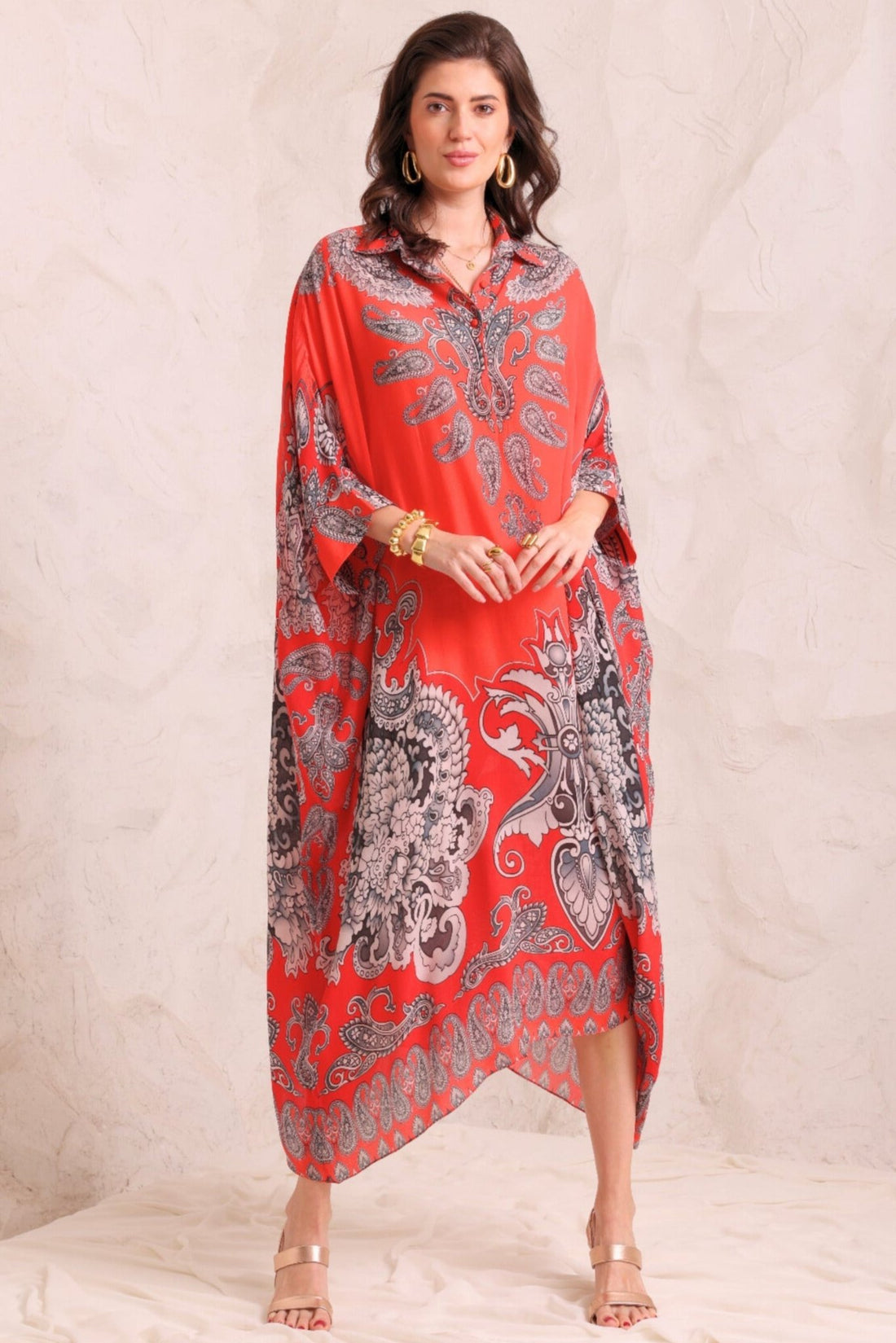 Spicy Margarita Midi Collar Kaftan - Czarina