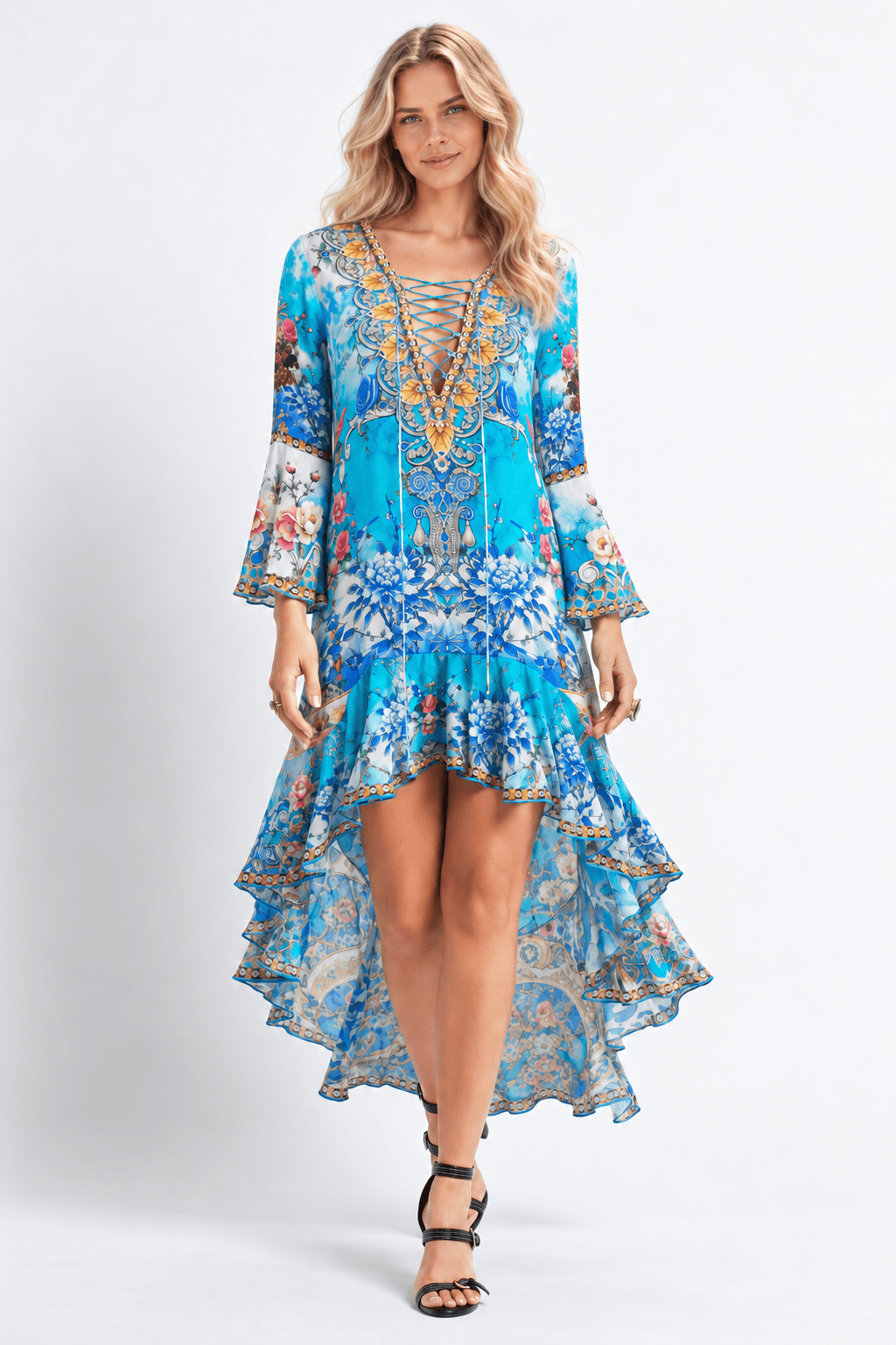 SUMMER SOMEWHERE HI LOW DRESS W SLEEVES - Czarina