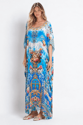 SUMMER SOMEWHERE ROUND NECK LONG KAFTAN - Czarina