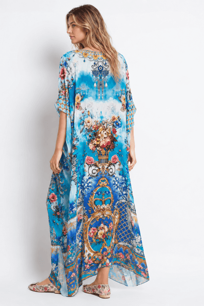 SUMMER SOMEWHERE ROUND NECK LONG KAFTAN - Czarina