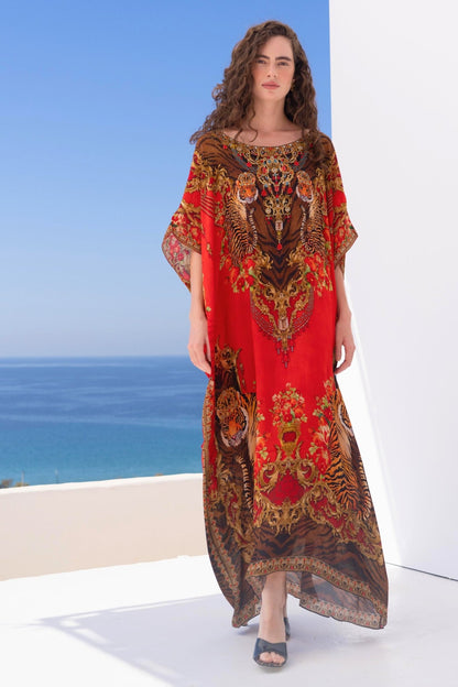 TALE OF THE TIGRESS ROUND NECK LONG KAFTAN - Czarina