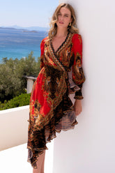 TALES OF THE TIGRESS HI LOW WRAP DRESS - Czarina