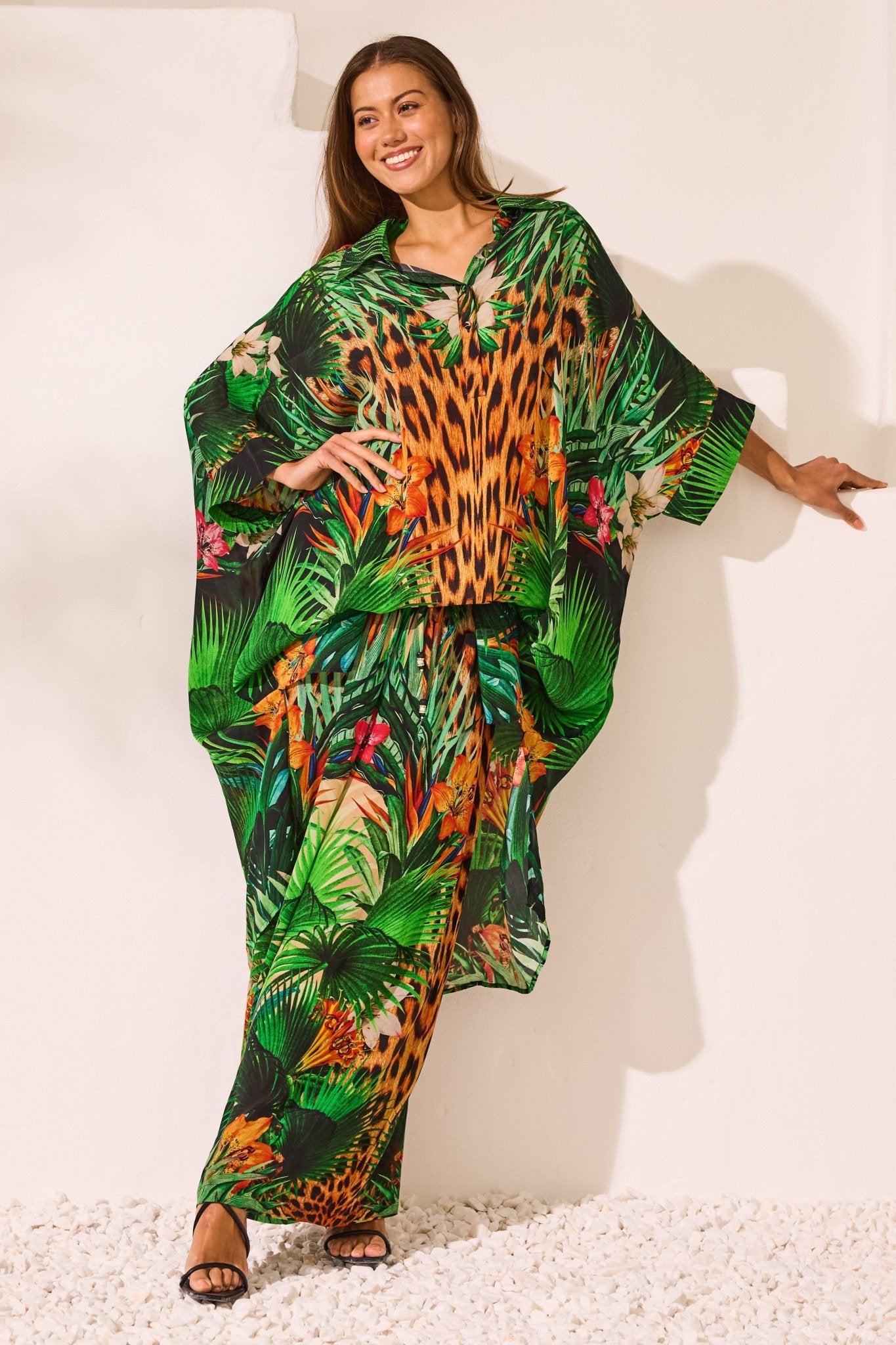 Tropical Temptation Midi Collar Kaftan - Czarina