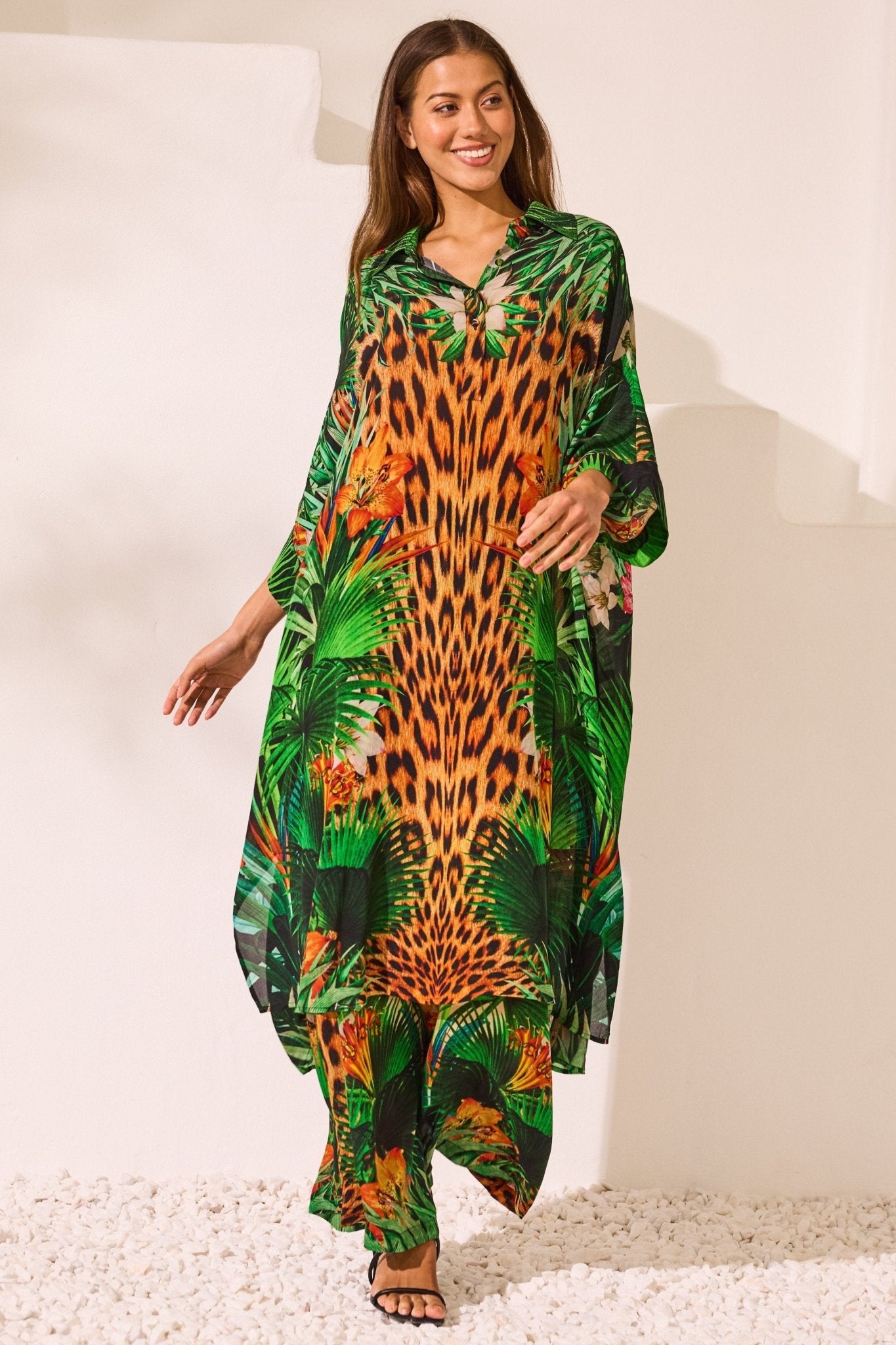 Tropical Temptation Midi Collar Kaftan - Czarina