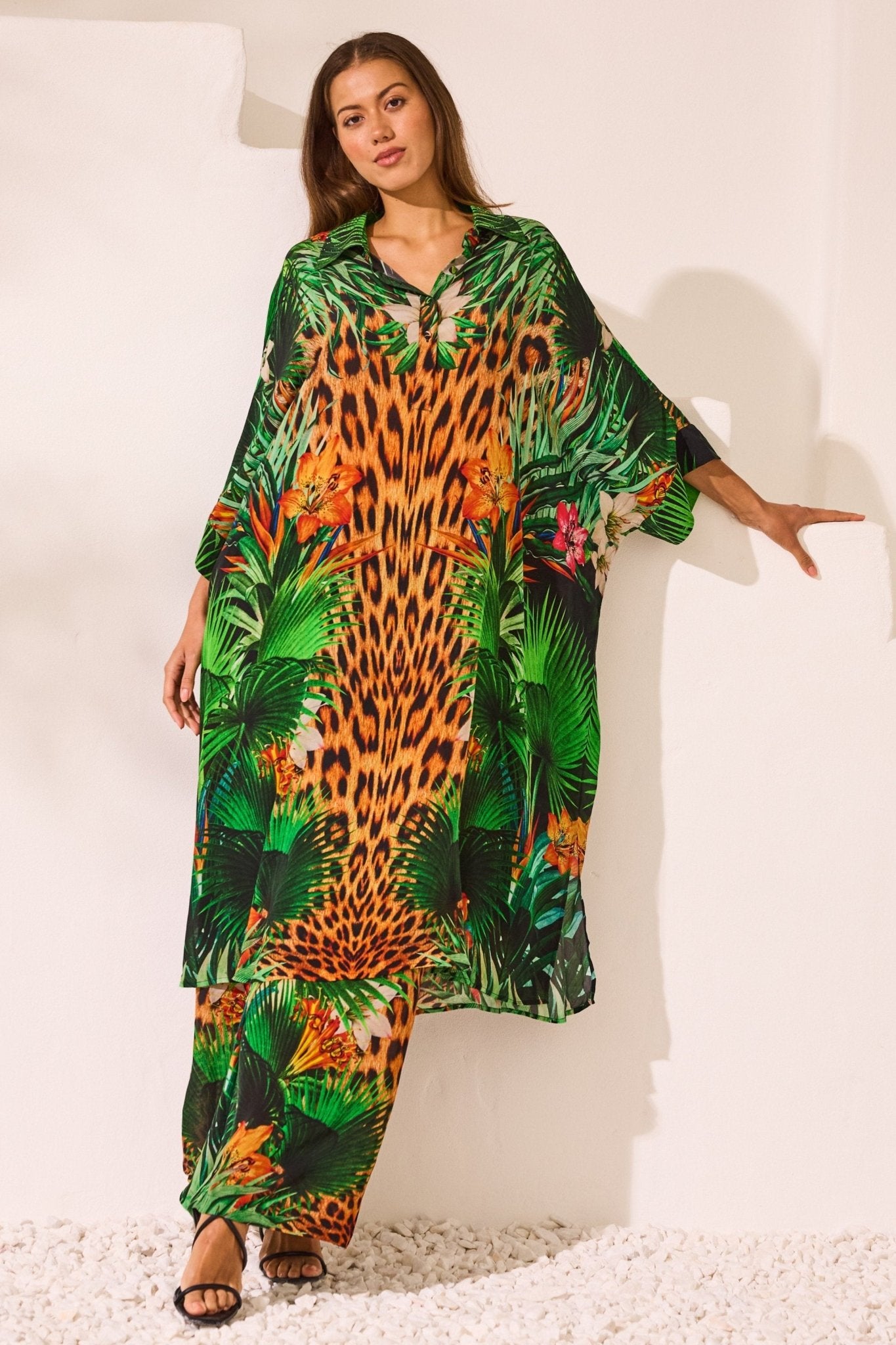 Tropical Temptation Midi Collar Kaftan - Czarina