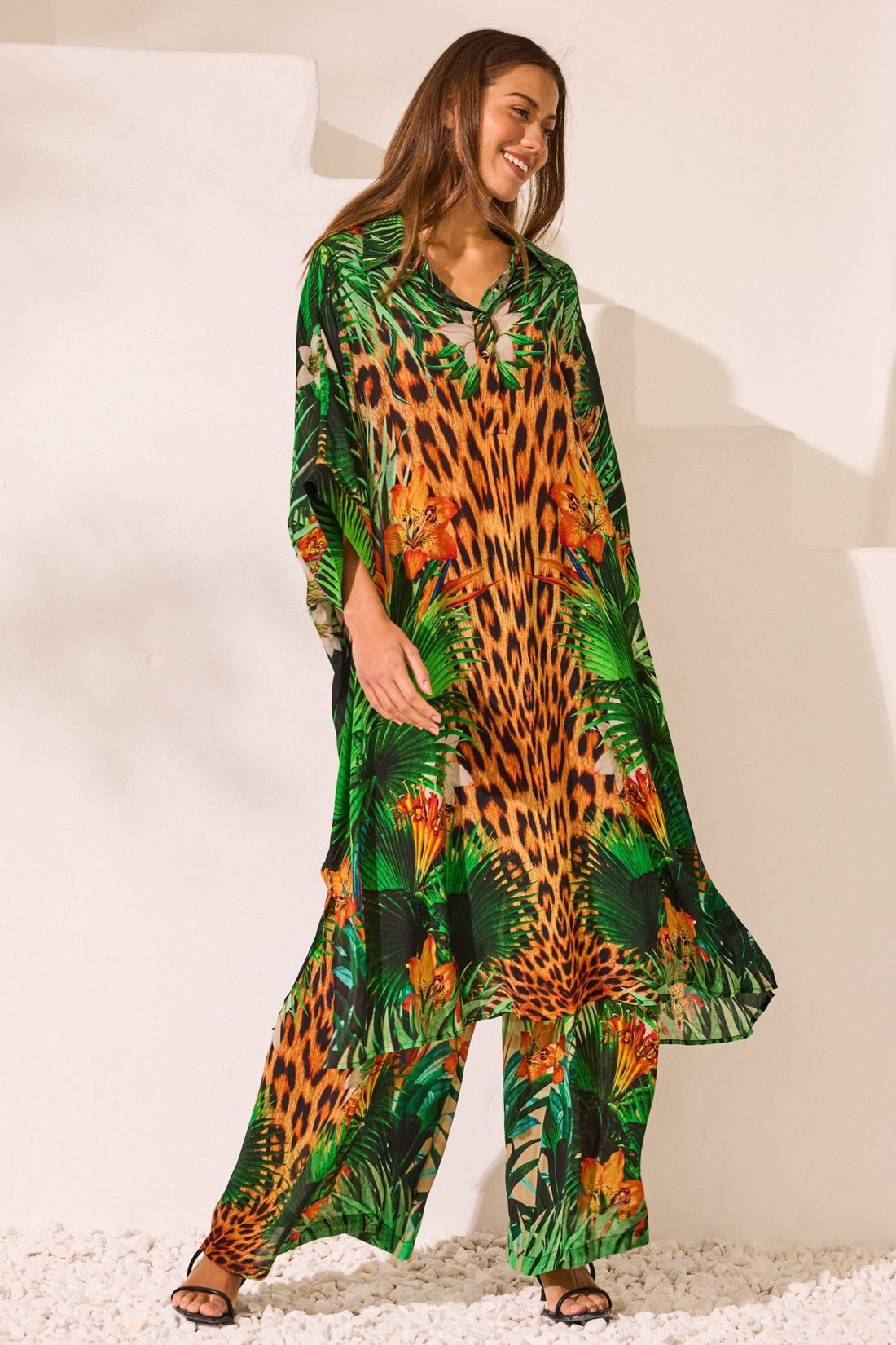 Tropical Temptation Midi Collar Kaftan - Czarina