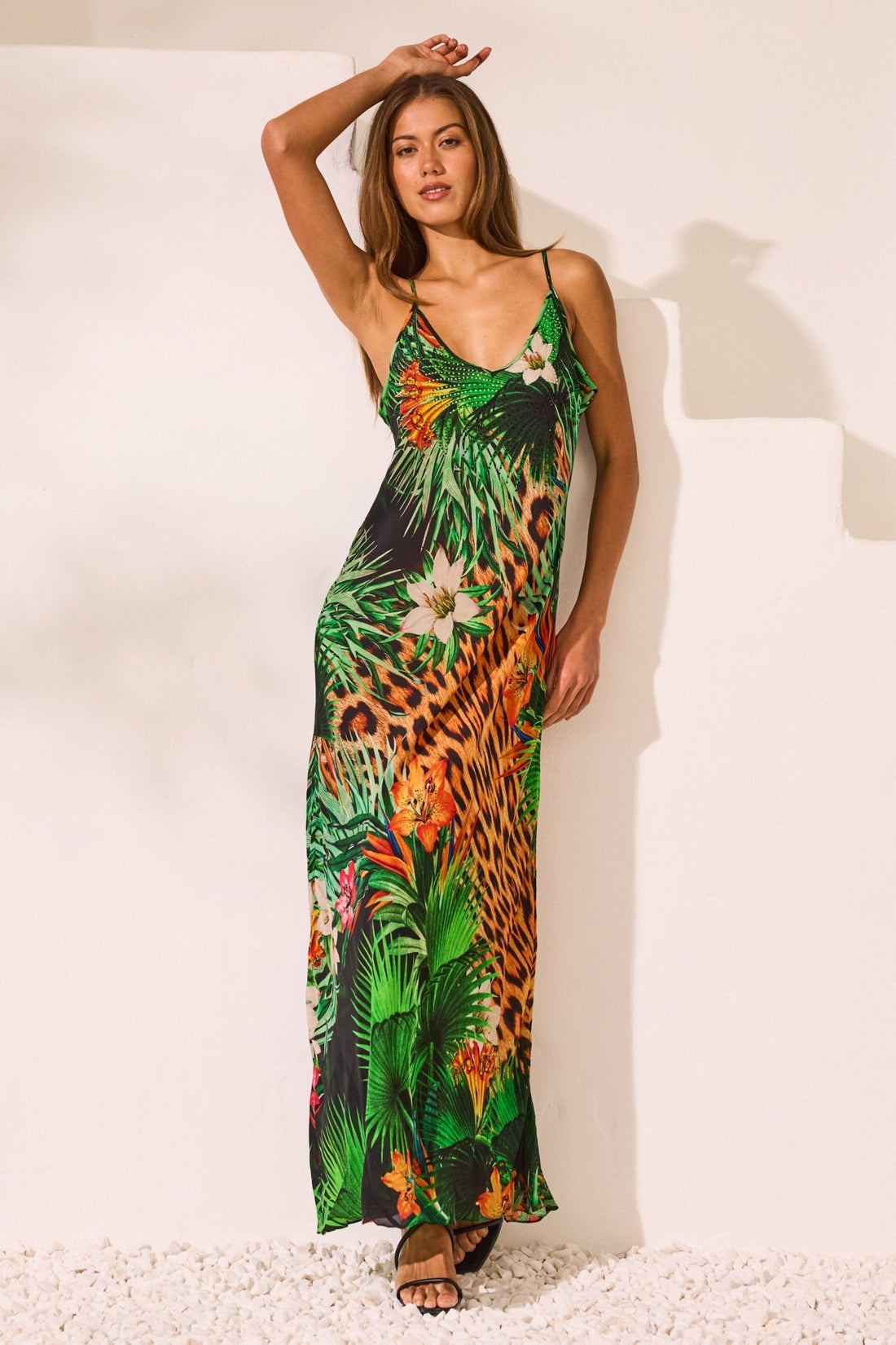 Tropical Temptation V neck Slip Dress - Czarina