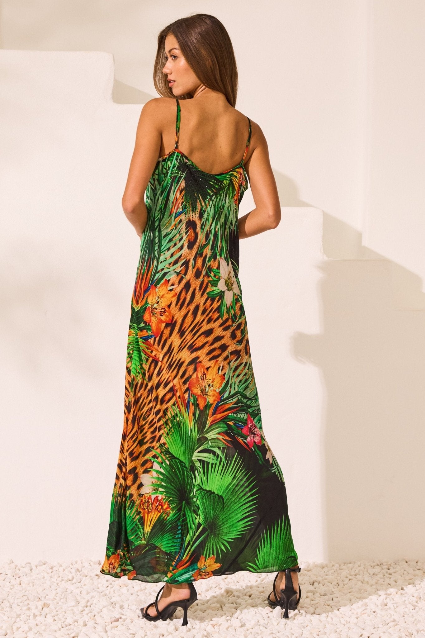 Tropical Temptation V neck Slip Dress - Czarina