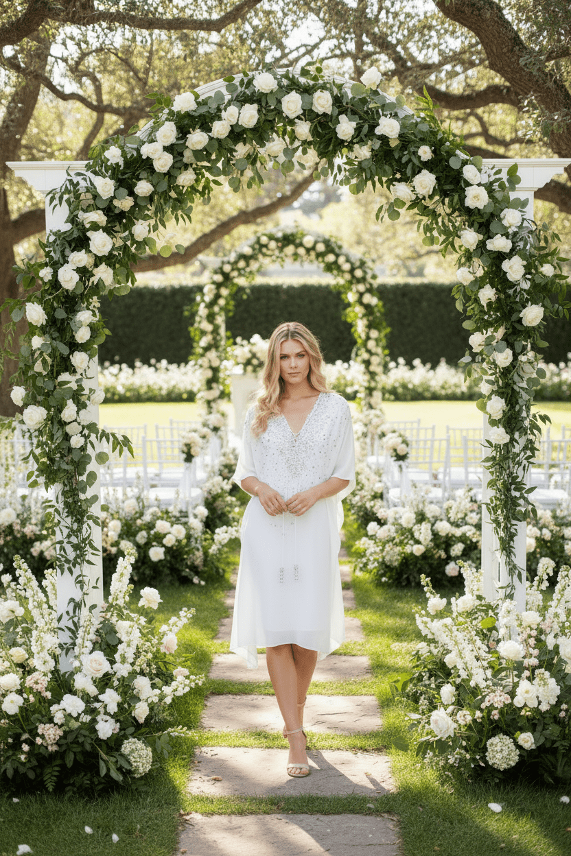 White Pearl Luxe Short Kaftan - Czarina