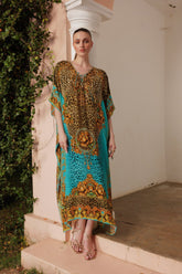 AQUA LEOPARDESS MEDIUM KAFTAN - Czarina