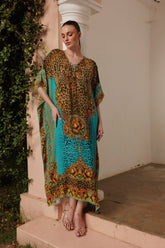 AQUA LEOPARDESS MEDIUM KAFTAN - Czarina