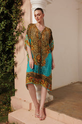 AQUA LEOPARDESS SHORT KAFTAN - Czarina