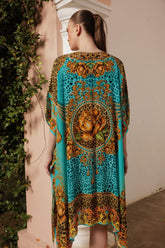 AQUA LEOPARDESS SHORT KAFTAN - Czarina