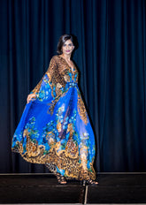 BLUE LEOPARDESS TAB MAXI KAFTAN - PRE ORDER - Czarina