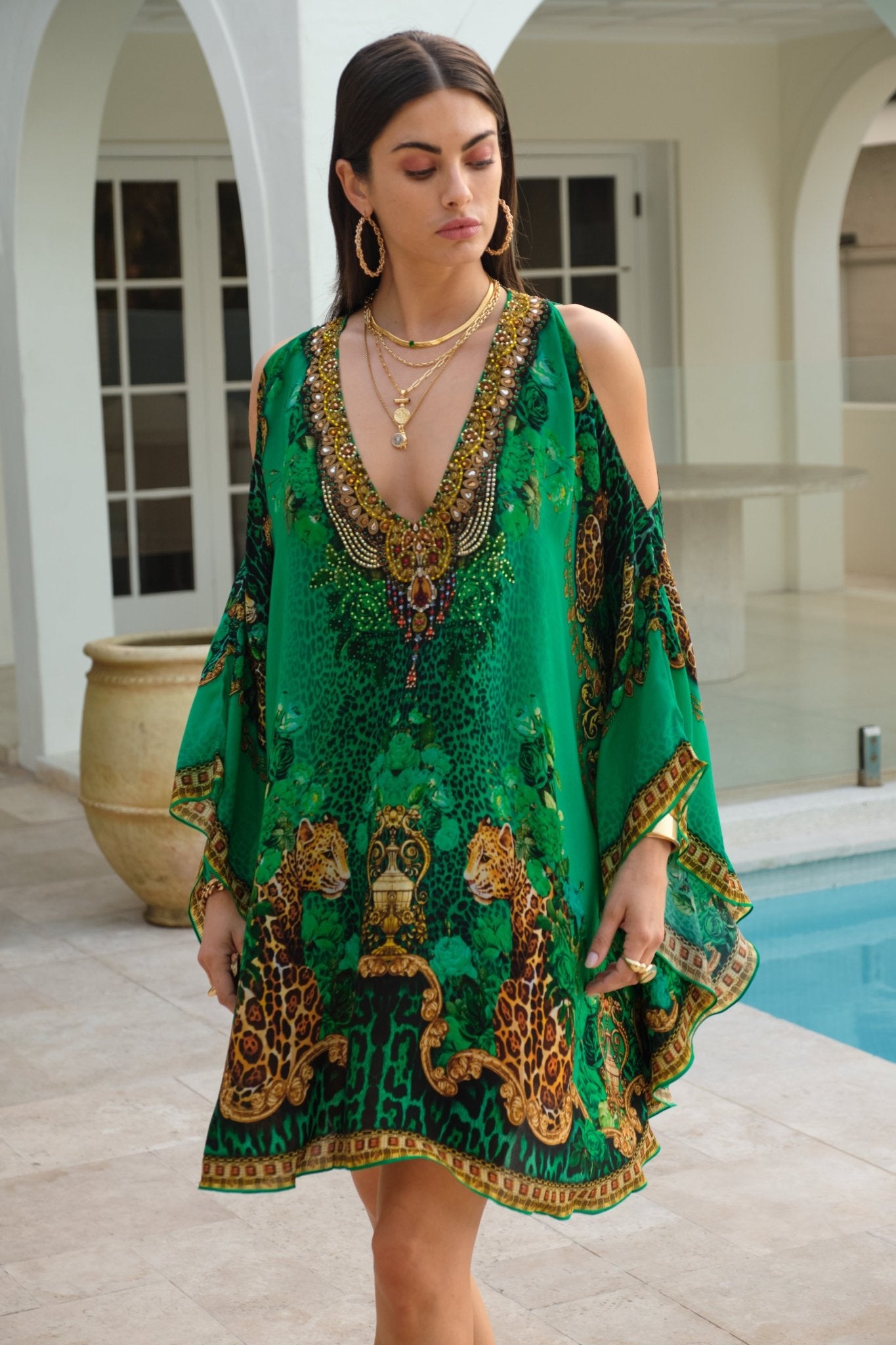 Emerald green hot sale kaftan dress