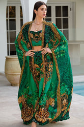 EMERALD LEOPARDESS LONG CAPE - Czarina