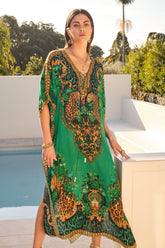 EMERALD LEOPARDESS MEDIUM KAFTAN - Czarina