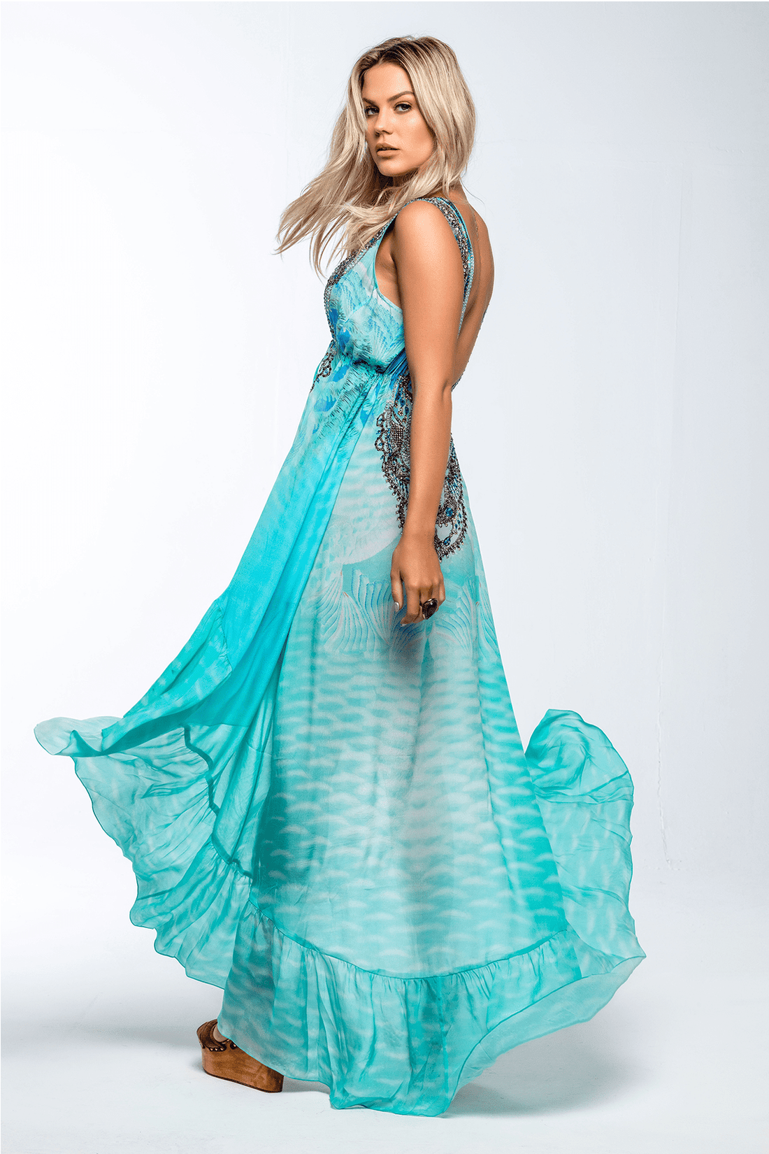 Feel The Breeze V - Neck Hi Low Dress - Czarina