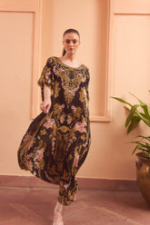 GOLDEN GIRL ROUND NECK LONG KAFTAN - Czarina