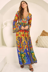 KINGDOM OF DRAGONS MAXI DRESS W FLARE SLEEVES - Czarina