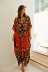 LEOPARDESS ROUND NECK LONG KAFTAN - Czarina