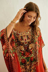 LEOPARDESS ROUND NECK LONG KAFTAN - Czarina