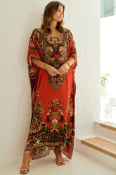 LEOPARDESS ROUND NECK LONG KAFTAN - Czarina