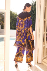 MIDNIGHT BLUE MIDI COLLAR KAFTAN - Czarina