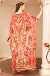 PINK CASTLE ROUND NECK LONG KAFTAN - Czarina