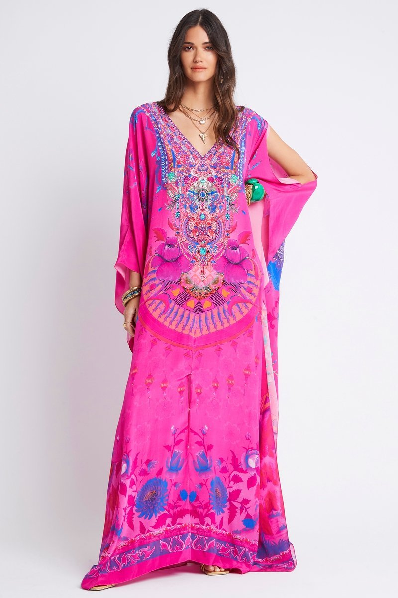 PINK FEELING BIG WIDTH SILK KAFTAN - Czarina