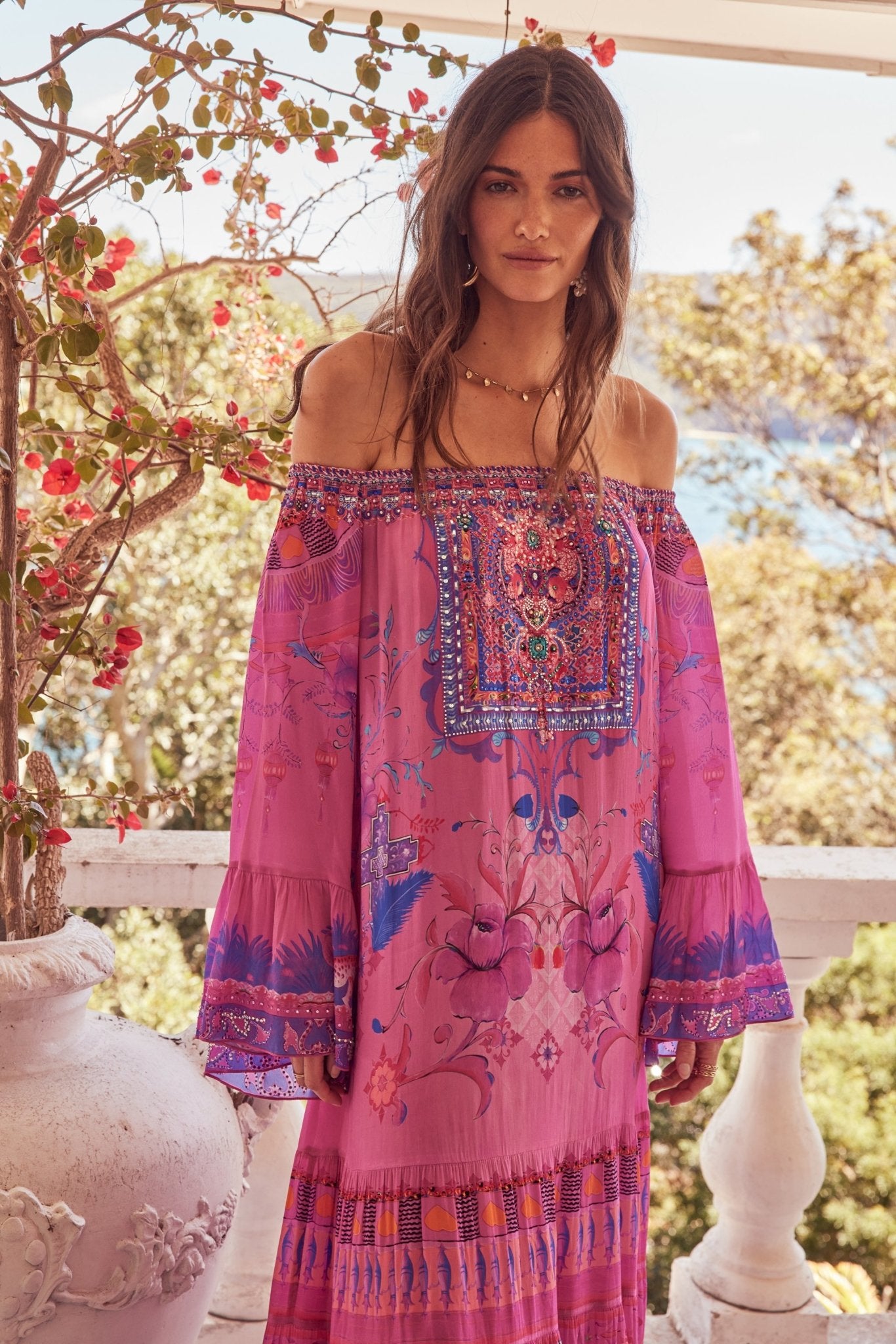 PINK FEELING OFF-SHOULDER MAXI DRESS - Czarina