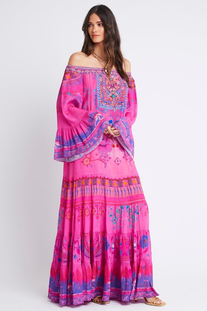 PINK FEELING OFF-SHOULDER MAXI DRESS - Czarina