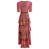 PINK LEOPARD CROSS OVER MAXI DRESS - Czarina