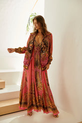 PINK LEOPARD MAXI DRESS - Czarina