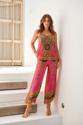 PINK LEOPARD PALAZZO PANTS - Czarina