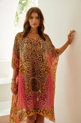 PINK LEOPARD SHORT KAFTAN - Czarina