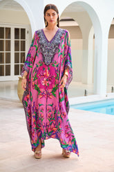 PINK RADIANCE BIG WIDTH SILK KAFTAN - Czarina