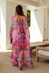 PINK ROSE CHIFFON MAXI KAFTAN - Czarina