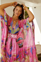 PINK ROSE CHIFFON MAXI KAFTAN - Czarina