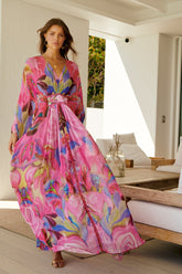 PINK ROSE CHIFFON MAXI KAFTAN - Czarina