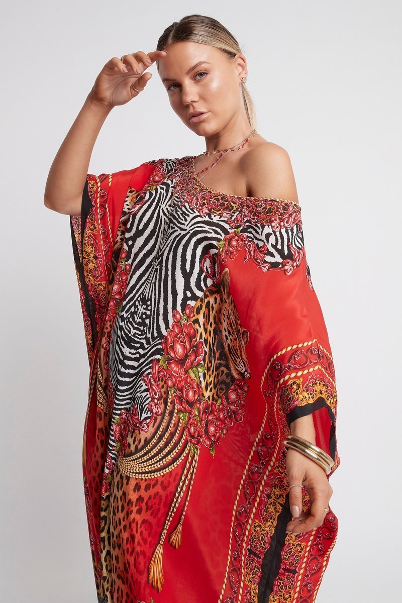 POWER AND PASSION ROUND NECK LONG KAFTAN - Czarina