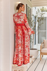 RED CHRISTMAS DRESS W FITTED WAIST - Czarina