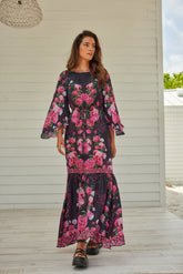 Romantic Florals Cocktail Maxi Dress - Czarina