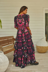 Romantic Florals Cross Over Maxi Dress - Czarina