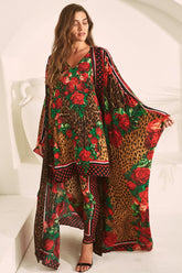 ROSE LEOPARD LONG CAPE - Czarina