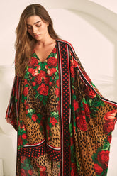 ROSE LEOPARD LONG CAPE - Czarina