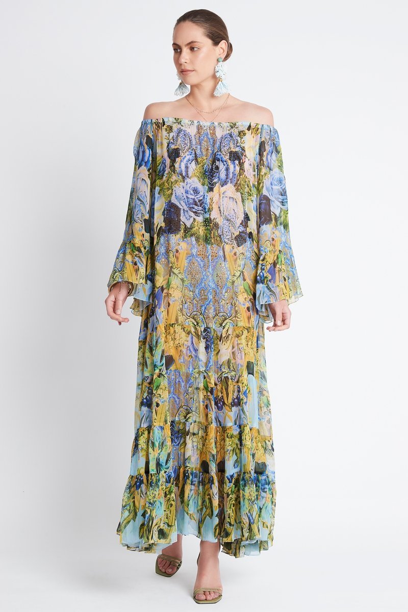 SUMMER BLUES OFF SHOULDER MAXI DRESS - Czarina