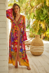 Tropical Sunset Wrap Dress - Czarina